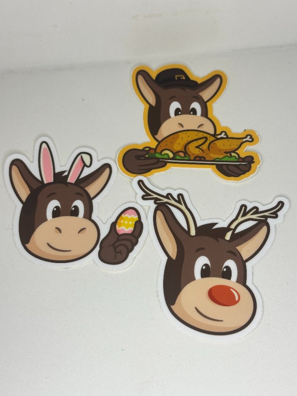 Holiday Donkey Sticker Set | Thanksgiving Christmas Easter | Set of 3